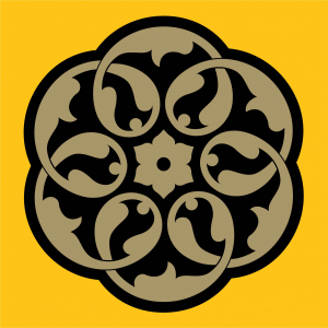 وکتور طرح گلهای اسلیمی طلایی و مشکی با زمینه زرد